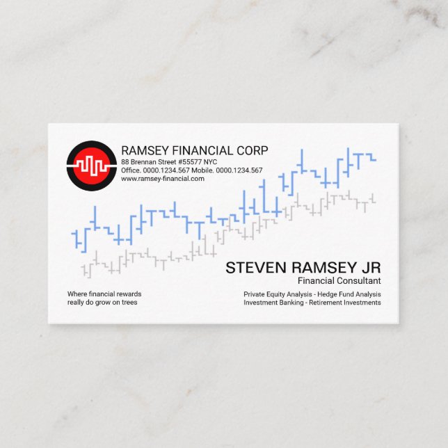 Simple Stock Exchange Graph Wave Financial Business Card (Front)
