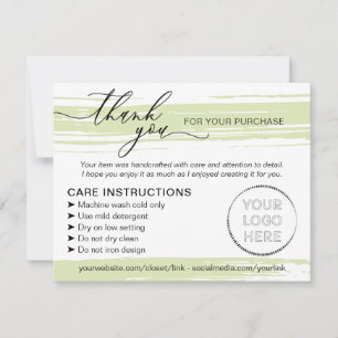 Simple Store Green Business Instructions Care Thank You Card