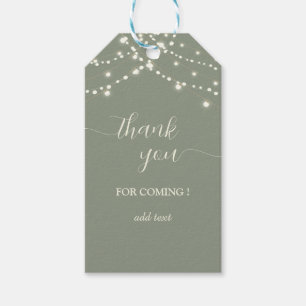 Simple String Lights Sage Green Thank You Gift Tags