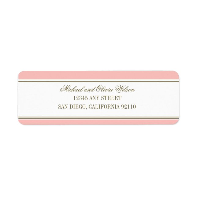 Simple Stripe Blush Pink Address Label (Front)