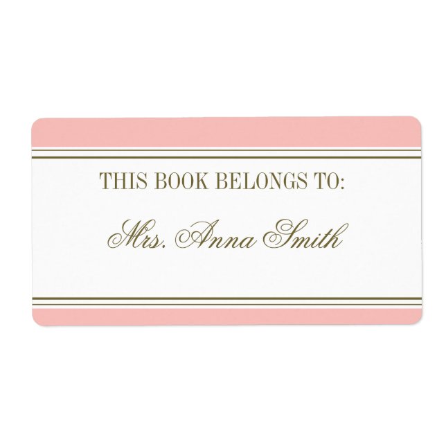 Simple Stripe Blush Pink Bookplate (Front)
