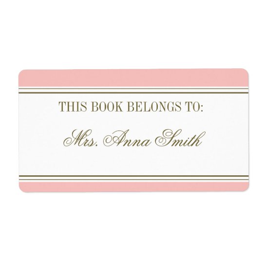 Simple Stripe Blush Pink Bookplate Shipping Label
