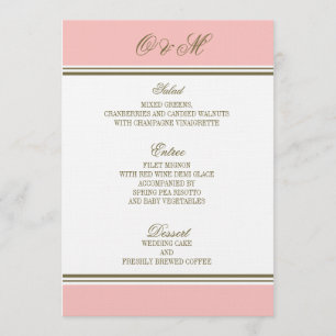 Simple Stripe Blush Pink Wedding Menu