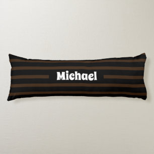 Simple Striped Dark Brown and Black Custom Name Body Pillow
