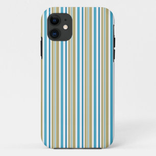 simple, striped pattern , olive and blue throw pil iPhone 11 case