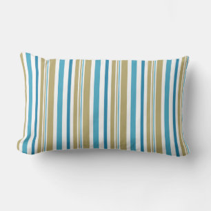 simple, striped pattern , olive and blue throw pil lumbar pillow