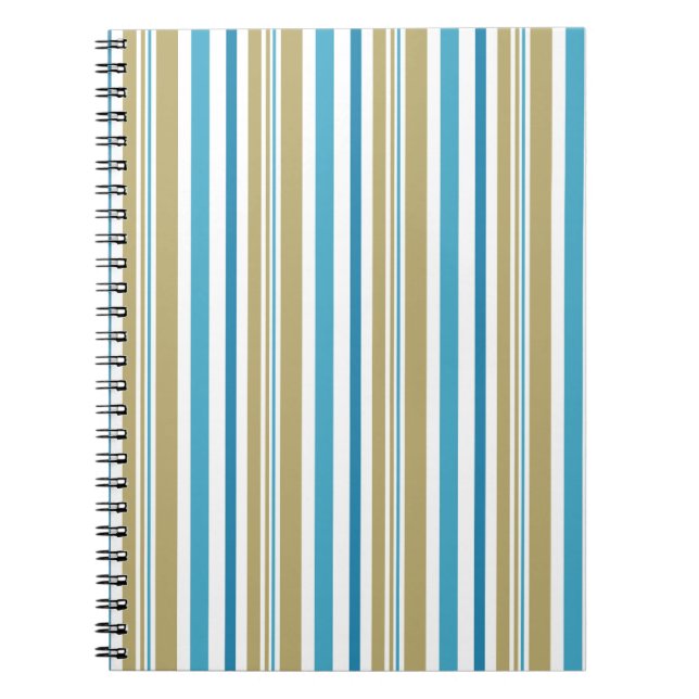 simple, striped pattern , olive and blue throw pil notebook (Front)