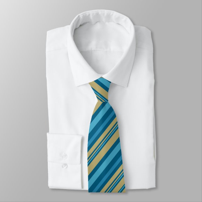 simple, striped pattern , olive and blue throw pil tie (Tied)