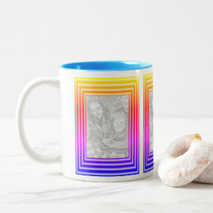 Simple Striped Rainbow Colours Frame Photo Two-Tone Coffee Mug