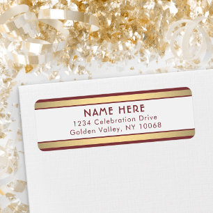 Simple Stripes Burgundy Gold White Adresse de reto