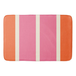 Simple Stripes in Pink, Orange and Cream Bath Mat