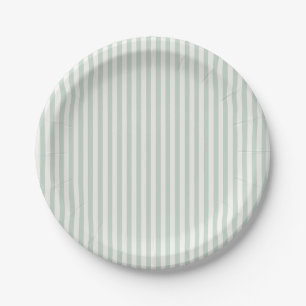 Simple Stripes - Muted Sage Paper Plate