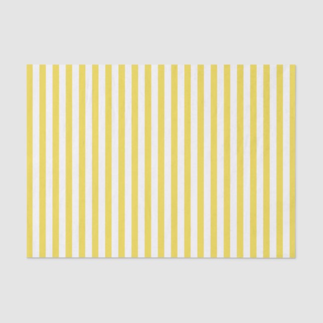 Simple Stripes Pattern Yellow White Geometric Tissue Paper (Front)