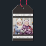 Simple Stripes Photo Holiday Gift Tags<br><div class="desc">Add a meaningful touch to your gift giving this year with personalized photo gift tags!  Easy to customize with your own photo and text.  Background colour and text can be customized to any colour you'd like,  using the customization options.</div>