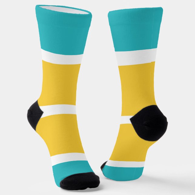 Simple Stripes - Turquoise and yellow Socks (Angled)