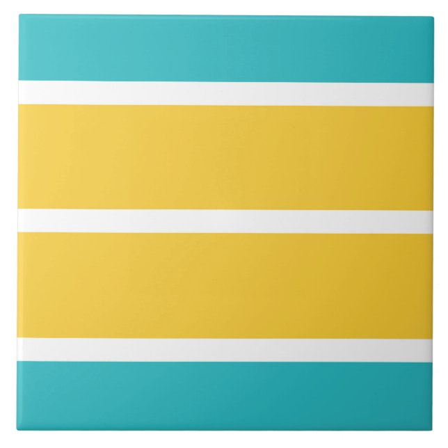 Simple Stripes - Turquoise and yellow Tile (Front)