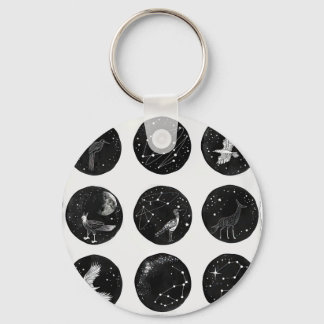 Simple strokes of black and white constellations keychain
