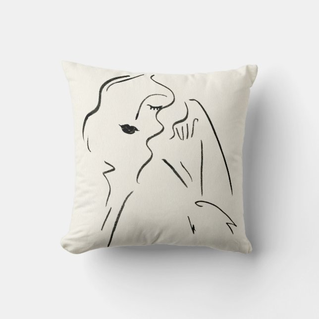 Simple Study - Sketch of a Lady Throw Pillow (Front)