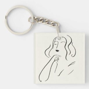 Simple Study - Sketch of a Woman Keychain