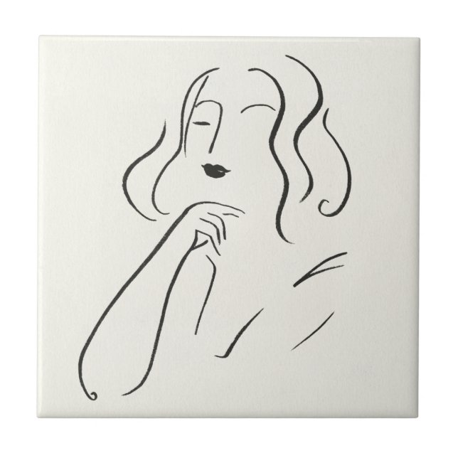 Simple Study - Sketch of a Woman Tile (Front)