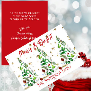 Simple, Stunning 'Merry & Bright' Three Xmas Trees Holiday Card