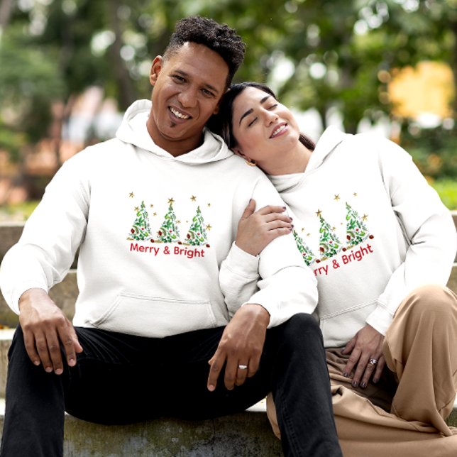 Simple, Stunning 'Merry & Bright' Three Xmas Trees T-Shirt (Creator Uploaded)