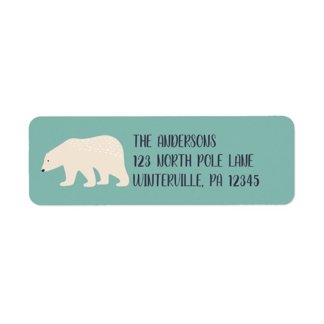 Simple Style Cream Polar Bear Green Return Address (Front)