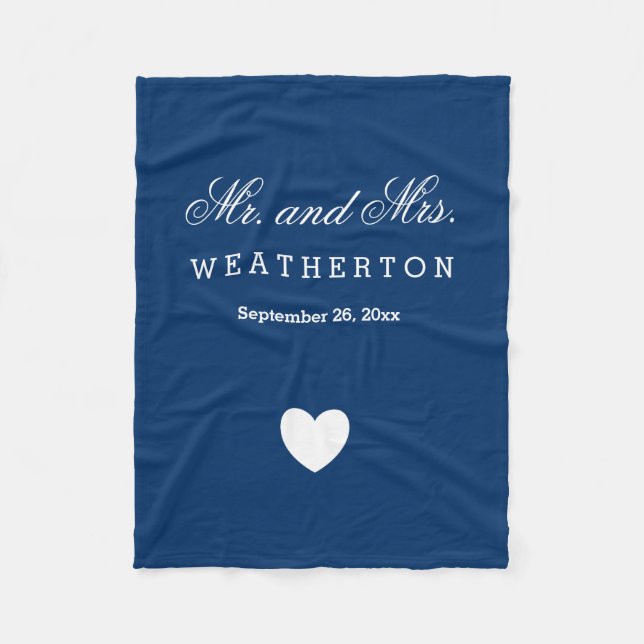 Simple Style Mr. and Mrs. Wedding Names Date A32 Fleece Blanket (Front)