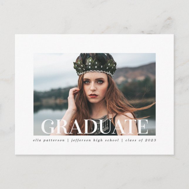 Simple Style | Photo Graduation Announcement Postcard (Front)