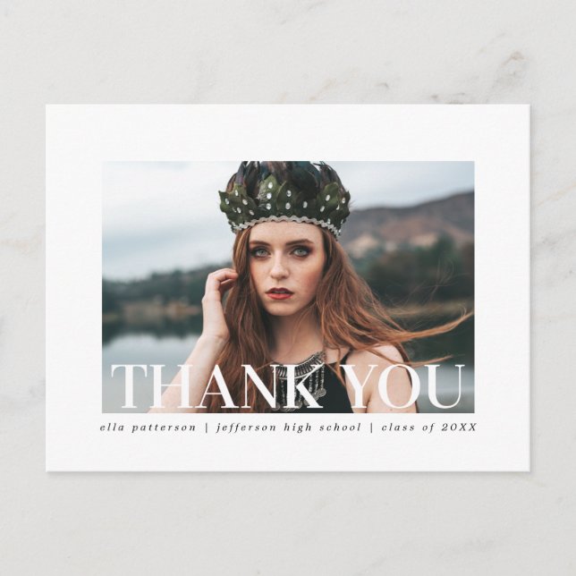 Simple Style Photo Graduation Thank You Postcard (Front)