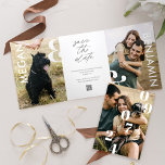 Simple Stylish Bold Save the Date Multiple Photo Tri-Fold Announcement<br><div class="desc">Capturing the essence of love in one stunning tri-fold save the date announcement! Say 'I do' to our simple and stylish save the date tri-fold and make your special day stand out with our simple, yet stylish and bold Save the Date announcement! Personalized with your wedding date, names, photos, and...</div>