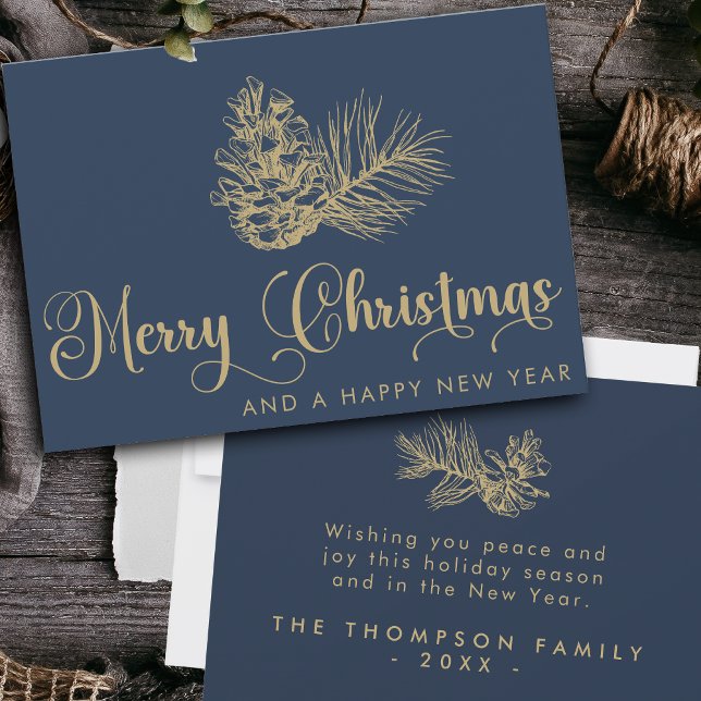 Simple Stylish Botanical Merry Christmas Script Holiday Card (Creator Uploaded)