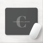 Simple Stylish Chic Monogram Name Black and Grey Mouse Pad<br><div class="desc">Simple Stylish Chic Monogram Name in Black and Grey Mouse Pad</div>