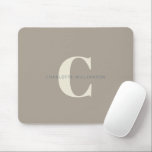 Simple Stylish Chic Monogram Name in Taupe Brown Mouse Pad<br><div class="desc">Simple Stylish Chic Monogram Name in Taupe Brown Mouse Pad</div>
