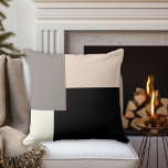 Simple Stylish Colour Block Pattern Throw Pillow<br><div class="desc">A stylish throw pillow with a simple feminine colour block pattern in a beautiful colour palette of ivory beige,  blush pink,  taupe grey and black. The designer upscale look is simple and minimal with modern flair. Personalize the monogram initials with your initials.</div>