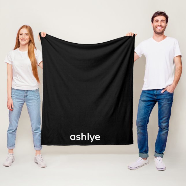 SIMPLE STYLISH CUSTOMIZED NAME BLACK FLEECE BLANKET (In Situ)
