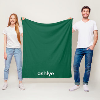 SIMPLE STYLISH CUSTOMIZED NAME GREEN FLEECE BLANKET