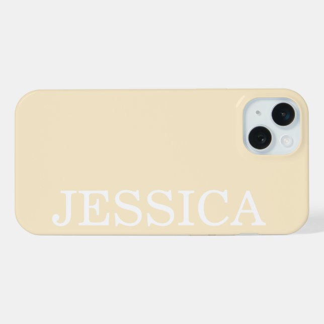 SIMPLE STYLISH CUSTOMIZED NAME MODERN CREAM iPhone CASE (Back Horizontal)