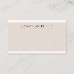 Simple Stylish Design Trendy Beige Brown Plain Business Card