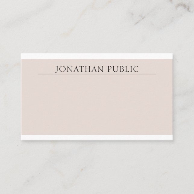 Simple Stylish Design Trendy Beige Brown Plain Business Card (Front)