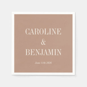 Simple Stylish Elegant Cocoa Custom Names Wedding Napkin