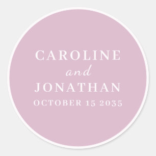 SIMPLE STYLISH ELEGANT DUSKY WINE CUSTOM WEDDING CLASSIC ROUND STICKER