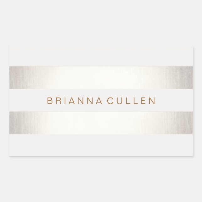 Simple Stylish FAUX Silver and White Striped Sticker (Front)