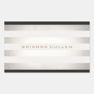 Simple Stylish FAUX Silver and White Striped Sticker