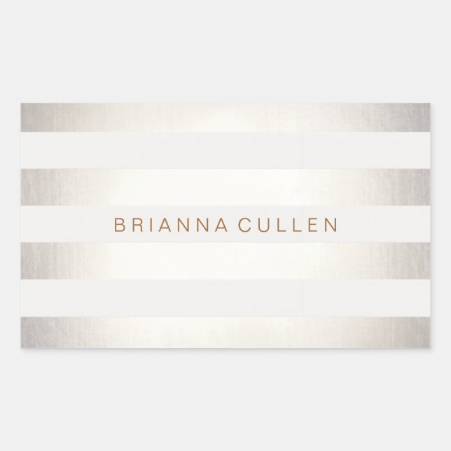 Simple Stylish FAUX Silver and White Stripes Sticker (Front)