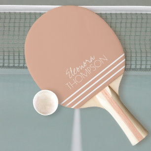 Simple & Stylish Feminine Dusty Rose Monogram Ping Pong Paddle