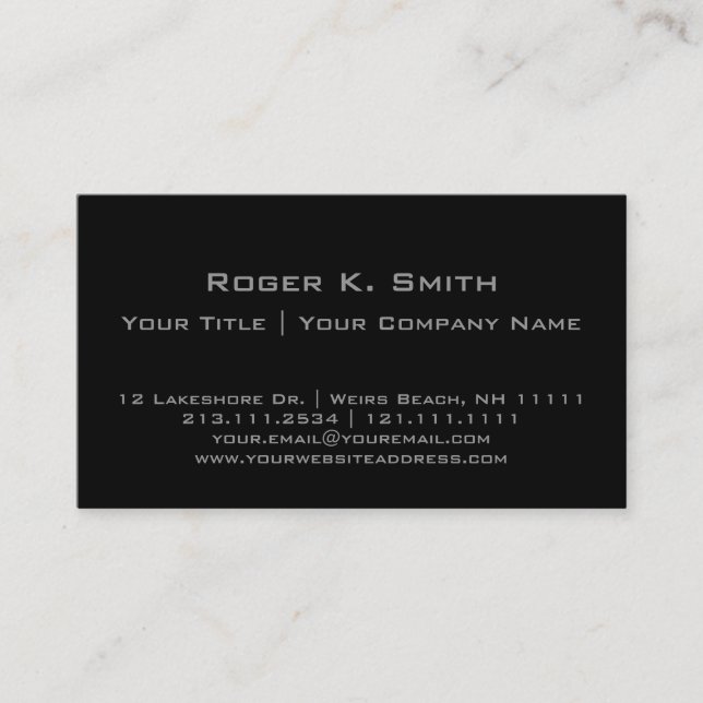Simple Stylish Grey on Black Customizable Pro Business Card (Front)