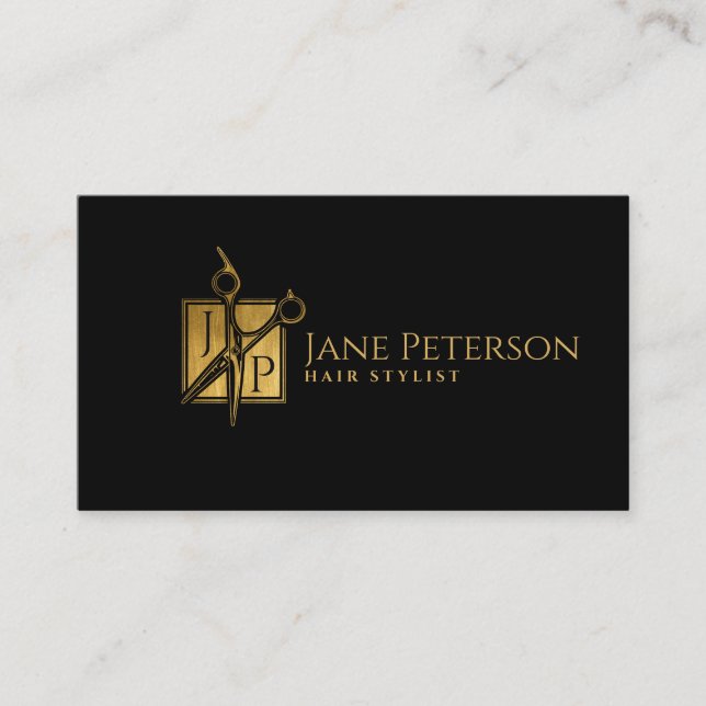 Simple stylish Hairstylist monogram Business Card (Front)