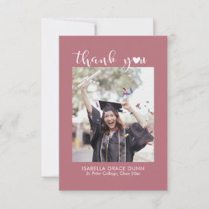 Simple Stylish Heart Calligraphy Script Graduation Thank You Card