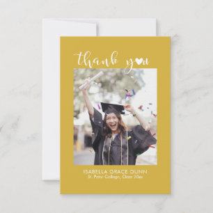 Simple Stylish Heart Calligraphy Script Graduation Thank You Card